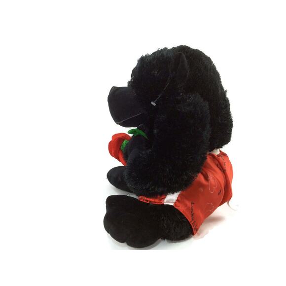 Black Gorilla Medium Red Lucky Shorts and Holding a Rose 14 Inches - Picture 2 of 8